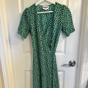 Rouje green floral print wrap dress